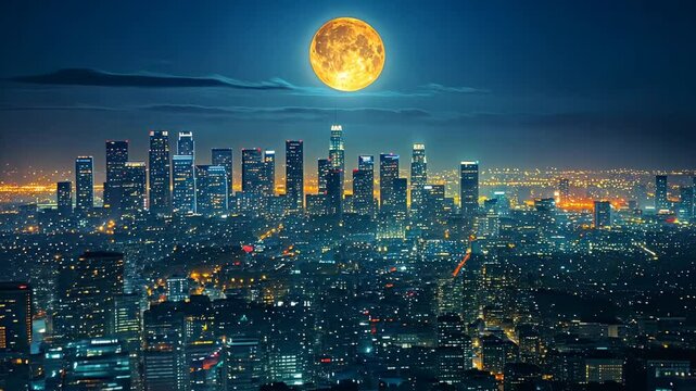 夜の都市の空撮1