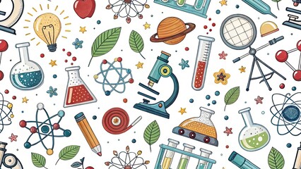 Vintage Science Playset Illustrations: Educational Toys for Kids