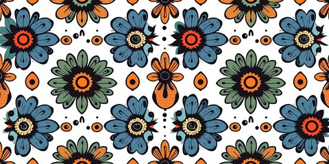 Fototapeta premium Hand-Drawn Vintage Pattern: A Journey into Retro Charm