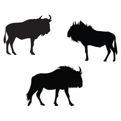 Wildebeest silhouette illustration Design Wildebeest silhouette icon