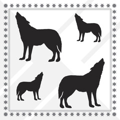 Wolf silhouette illustration Design Wolf silhouette icon