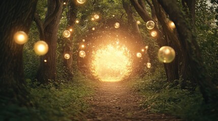 Enchanted Forest Path: A Magical Journey Through Glowing Lights