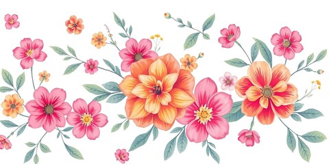 Fototapeta premium Pastel Hues Intertwined with Delicate Floral Motifs