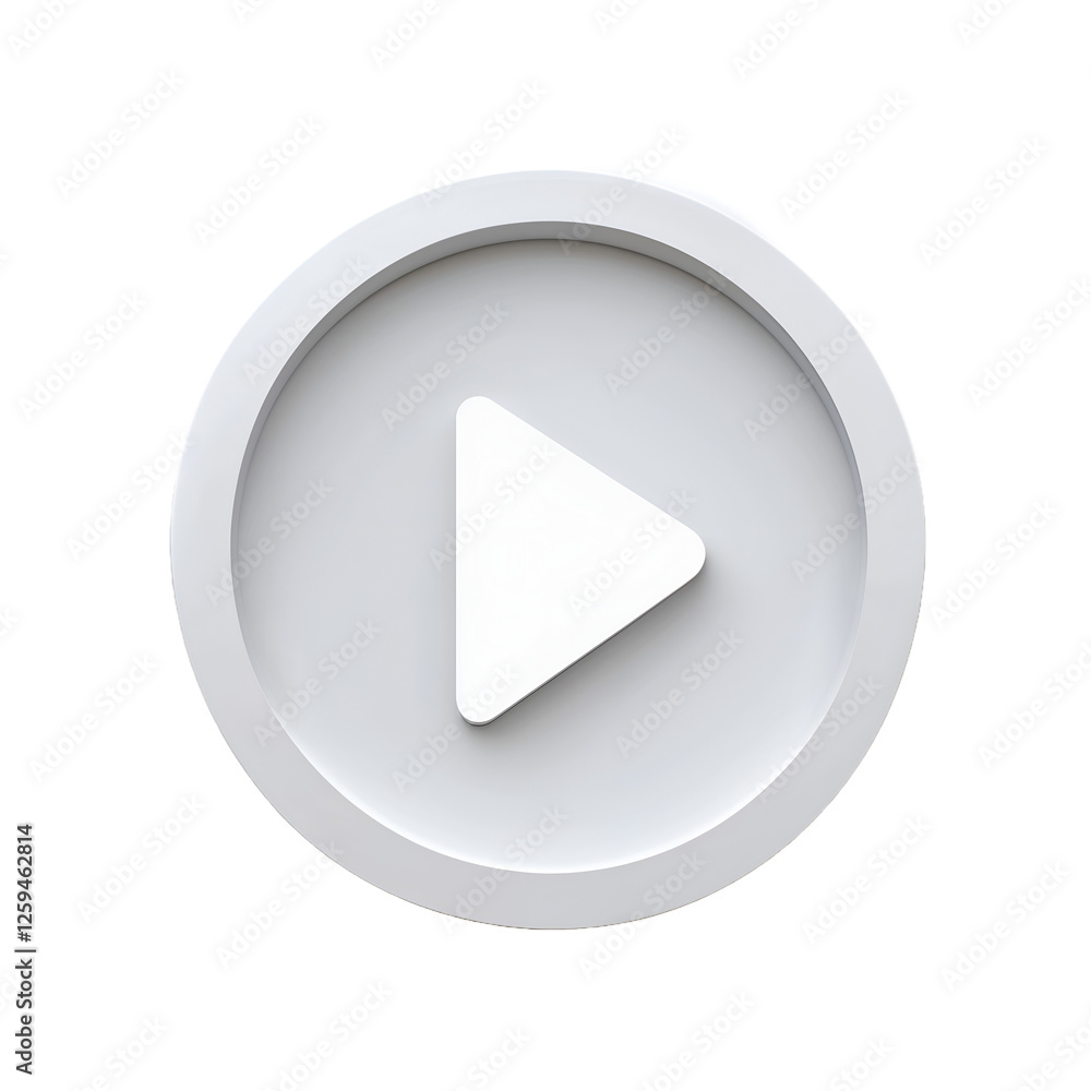 Poster play button icon on a white background isolated on a clean png file, featuring a simple and modern m