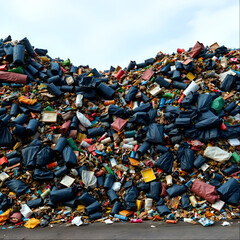 Obraz premium Heap of Garbage and Litter Junk Disposable Waste Pollution Dirty Environment Junkyard Ecology Dump