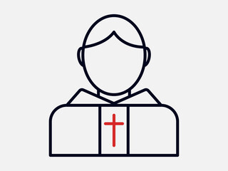 Catholic priest icon. Religion icon. Outline icon concept.
