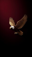 Fototapeta premium Majestic eagle soaring dark background, digital art, freedom concept
