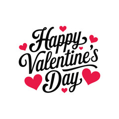 Typography Happy Valentine's Day t-shirt lettering design template isolated on a white background. Vector typography for Valentine's Day decorations, cards, t-shirts, posters and banners.