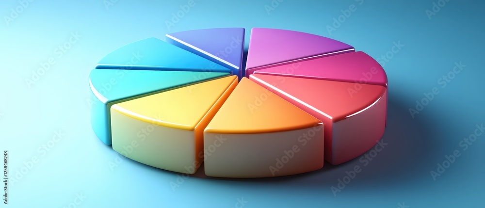 Poster colorful pie chart segments representing data analysis and business intelligence