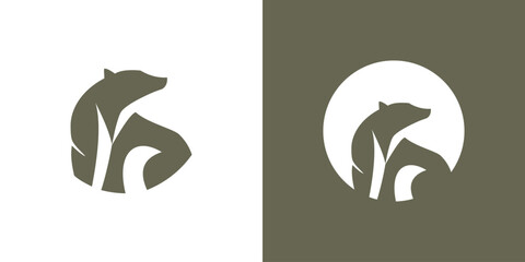 Bear polar abstract in round circle logo icon isolated graphic vector