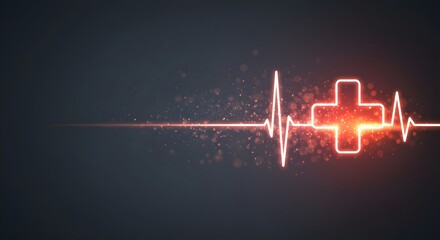 Glowing EKG Pulse Line Transforming into Medical Cross for National Doctors' Day Healthcare Theme