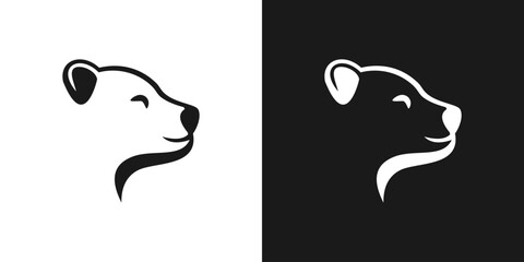 Cute bear head face from side icon logo graphic vector