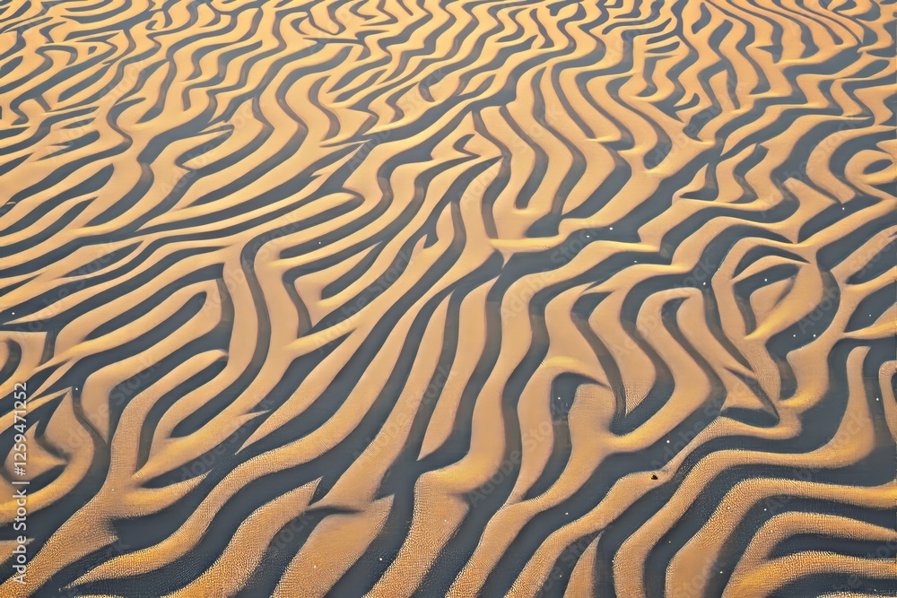 Poster abstract wavy sand dune patterns create a mesmerizing background with flowing lines in golden light,