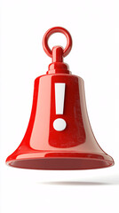 red alarm bell with white exclamation point icon 3d render