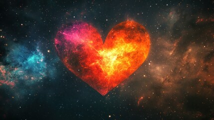 Fiery heart nebula in space.
