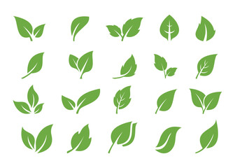 Naklejka premium Green leaf ecology nature element vector icons set illustration