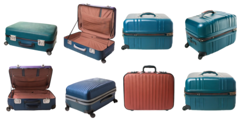 Colorful Hard Shell Luggage Set for Travel and Adventure Needs, isolated on transparent background