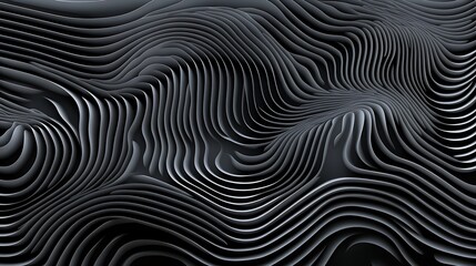 Abstract grey waves, 3D render, design