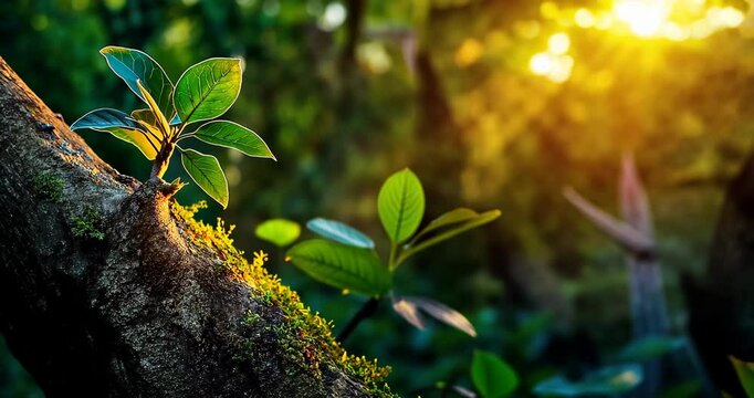 Tree with Lush Foliage in Sunlight