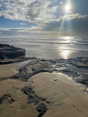 sunset on the beach with sunshine