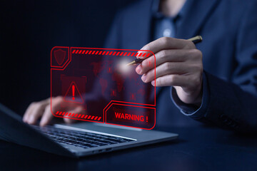 alert cyber attack, symbol threat on the network. concept of a security warn system for hacker...