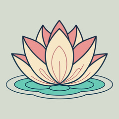 Lotus Flower Icon with Layered Petals on Water