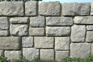 Fototapeta premium Rustic Stone Wall Texture: A Detailed Close-Up of a Gray Stone Wall, Ideal for Architectural Design and Backgrounds