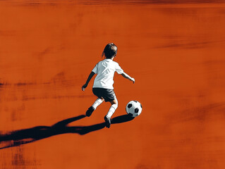 Naklejka premium a boy playing soccer