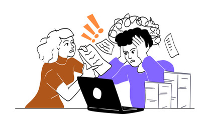 Office stress and frustration between colleagues. 