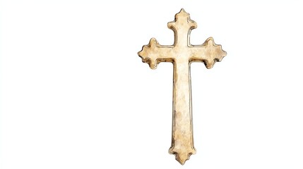 A decorative wooden cross isolated on a white background, symbolizing faith and spirituality, perfect for religious themes or decor projects.