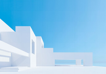 Fototapeta premium 白い建造物と青い空の幻想的な風景 