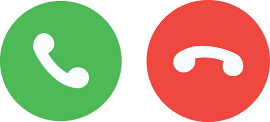 Accept Decline Phone Call Gradient Button Icons With Shadow Vector Illustration