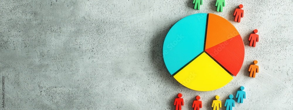 Poster a conceptual pie chart with slices labeled with key demographics.