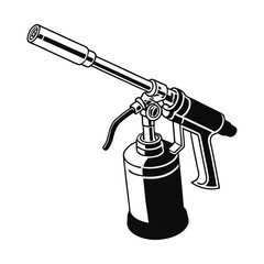 Plumbing man sprayer gun silhouette vector line art design
