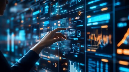 Obraz premium Interactive Data Visualization: A Futuristic Technological Interface