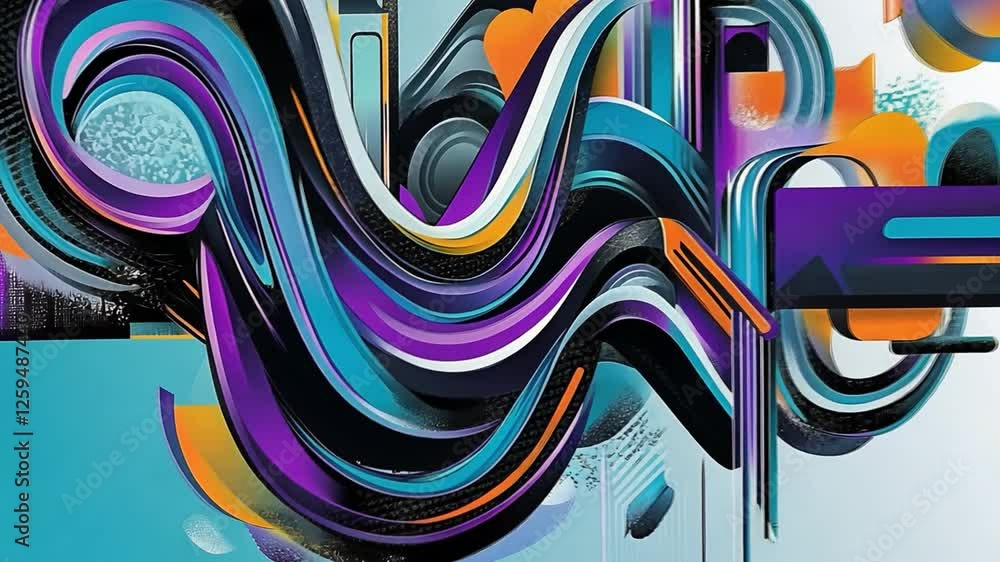 Poster dynamic abstract swirls: a vibrant and captivating abstract composition featuring dynamic, intertwin