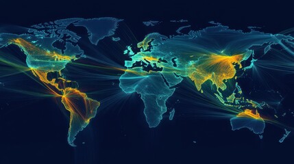 Global Network Connections: A Visual Representation of Worldwide Interconnectivity