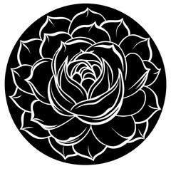 Peony Icon: Elegant Round Layered Bloom Design