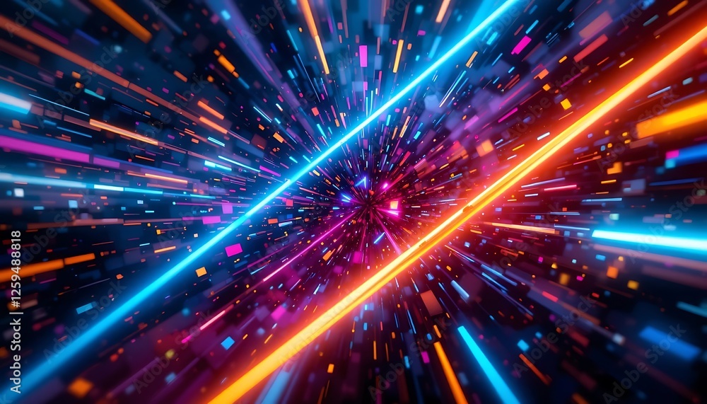 Aufkleber abstract digital data stream with colorful lights and futuristic feel