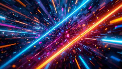 Fototapeta premium Abstract Digital Data Stream with Colorful Lights and Futuristic Feel