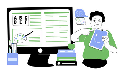 Digital learning and creativity concept illustration. 