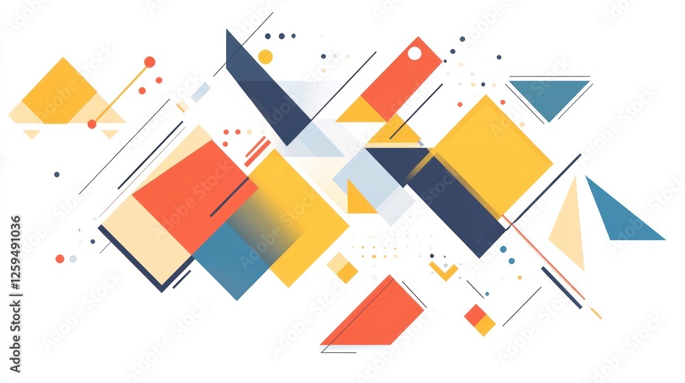 Poster modern geometric abstract composition with vibrant colors and dynamic shapes