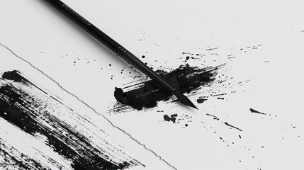 A monochromatic brand identity with bold, inky letters and rough edges for a minimalist aesthetic. 