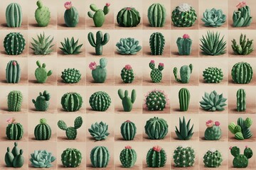 Diverse Cactus and Succulent Collection Arid Plant Variety