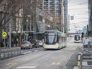 tram in CBD Melbourne, Australia