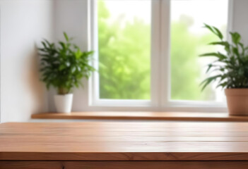 Fototapeta premium Softly lit room with window and green plant