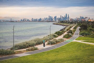 Melbourne City skyline at Point Ormond lookout
