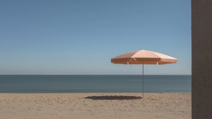 Relaxing beach day with umbrella coastal area scenic view calm ocean peaceful atmosphere