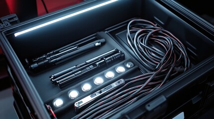 Professional Filmmaking Kit:  Organized Case with Tripods, Lighting, and Cables