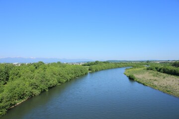 北海道帯広市の十勝川周辺